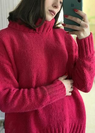 Светр плюшевий велюровий оверсайз широкий свитер плюшевый с горловиной розовый3 фото