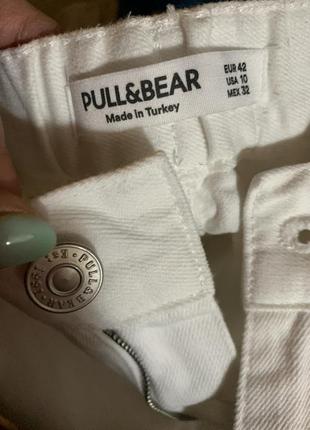 Белые джинсы мом,прямые джинсы мом,джинсы на резинке pull&bear10 фото