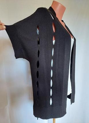 Черный кардиган с коротким рукавом  ,,в дырках,,dkny(размер 34-38)