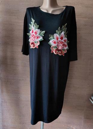 💚🌻💜 красива чорна сукня футболка з вишивкою3 фото