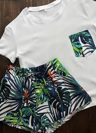 Жіноча котонова пижама футболка та шортики, піжама бавовна