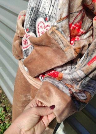 Женский теплый домашний костюм с капюшоном варежками4 фото