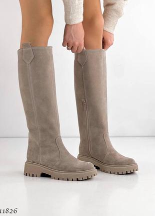 Чоботи єврозима =na=, 
колір: beige, натуральна замша
