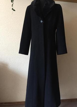 Черное шерстяное пальто(47-190)