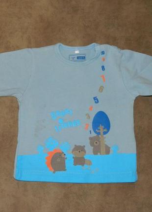 Кофта дитяча блакитна з тваринами і цифрами на малюка 2-4 місяці name it.