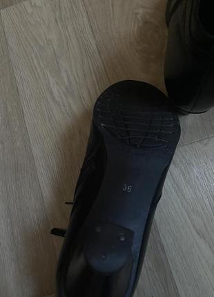 Ботинки женские на осень чёрные кожаные ботинки туфли на каблуке7 фото