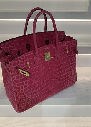 Розовая крокодил сумка hermès