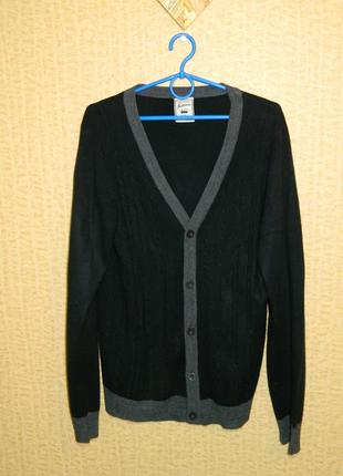 Мужская кофта на пуговицах черная с серым р. 50-52 knitwear3 фото