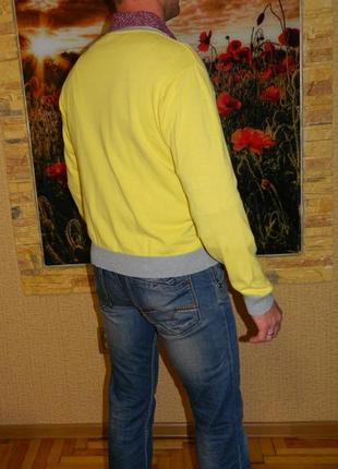 Мужская кофта на пуговицах жёлтая с серым р. 50-525 фото
