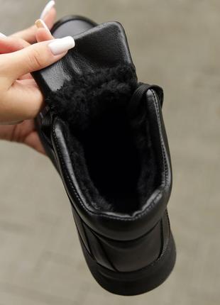 Теплые ботинки спортивные,кроссовки кожаные черные зимние (зима 2022-2023) для женщин,удобные,комфортные,стильные5 фото