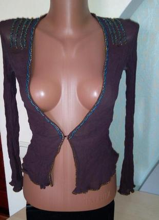 Накидка цвета черного шоколада с вышивкой бисером ручная работа