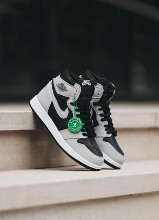 Кросівки nike air jordan 1 retro white black grey4 фото