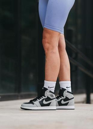 Кросівки nike air jordan 1 retro white black grey5 фото