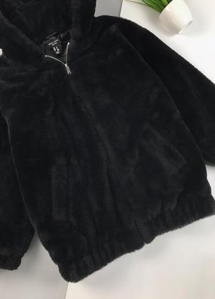 Чорна куртка шубка з капюшоном new look petite, м‘яка та подовжена5 фото