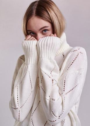 Жіночий трикотажний светр oversize з ажурними ромбами.👌☝🏼🤘🏼