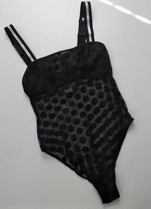 Боди сетка h&m в горох на широких шлейках