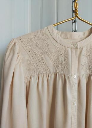 Блуза с пышными рукавами кремового цвета tu, из лиоцелла с вышивкой , 14р.8 фото