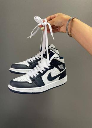 Кросівки nike air jordan 1 retro white blue gold1 фото