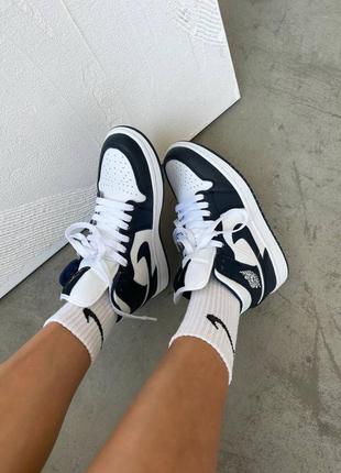 Кросівки nike air jordan 1 retro white blue gold3 фото