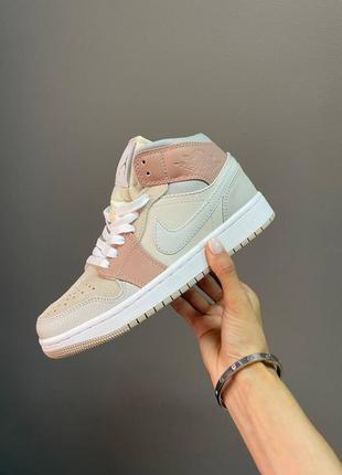 Кросівки nike air jordan 1 retro white bianco beige2 фото