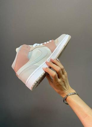 Кросівки nike air jordan 1 retro white pink beige5 фото