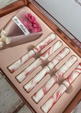 Новый набор матовых увлажняющих губных помад подарочный mansly розовый