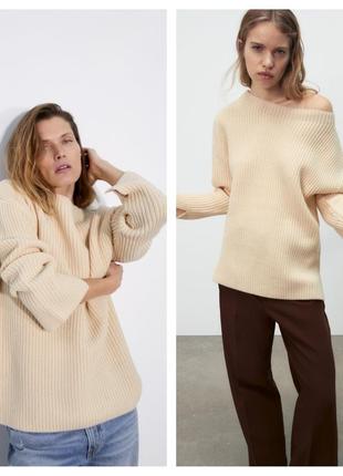 Трикотажний светр, джемпер із коміром човником zara, колекція 2022 року, розмір s, l