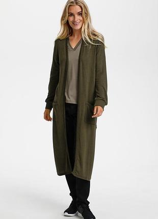 Темно зелений хакі кардиган cream