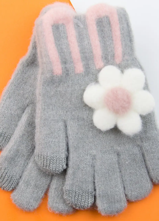 Рукавички для дітей 4-6 років для сенсорного телефона з квіточкою