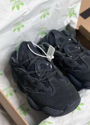 Нереальные зимние кроссовки adidas yeezy boost 500 black fur чёрные на меху 36-45 р7 фото