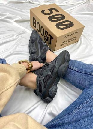 Нереальные зимние кроссовки adidas yeezy boost 500 black fur чёрные на меху 36-45 р6 фото