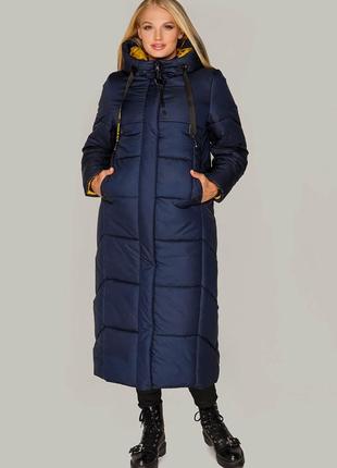Сине зимове пальто з тінсулейтом4 фото