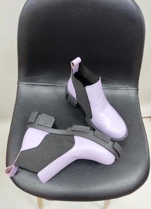 Стильные кожаные лиловые ботинки цвет на выбор2 фото