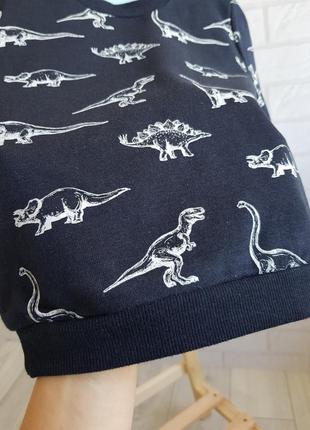 Тёмно-синяя кофта с динозаврами на флисе на 18/24 месяцев3 фото