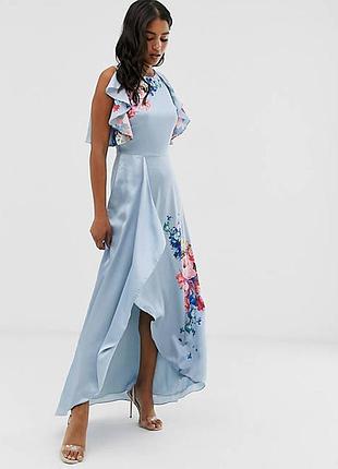 Шикарное атласная платье в цветочный принт ted baker