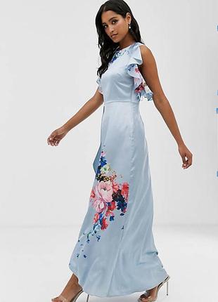 Шикарное атласная платье в цветочный принт ted baker5 фото