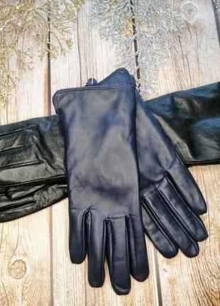 ❤️ рукавички шкіряні сині підклад - хутро 🎉1 фото