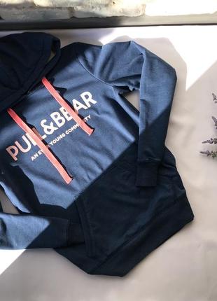 Худі pull&bear, світшот, толстовка, синє худі,  джемпер, худі розмір м, спортивна кофта1 фото