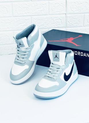 Кроссовки мужские nike air retro jordan grey осенние хайтопы серые най