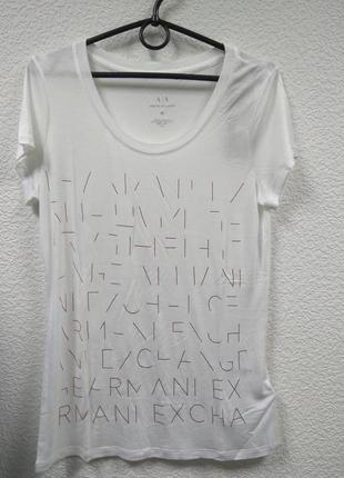 Белая футболка с принтом armani exchange4 фото