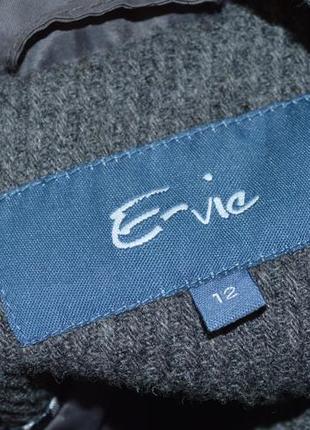 Брендовое серое шерстяное демисезонное пальто полупальто дафлкот с капюшоном e-vie3 фото