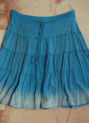 Летняя голубая юбка-солнцеклеш2 фото