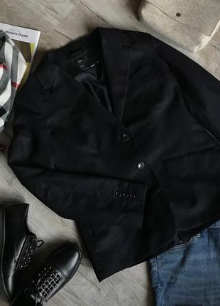 Чорний якісний піджак h&m 42р.льон жакет3 фото