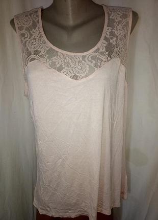 Майка, топ пудровый, с кружевом 16-18 разм. от h&m, англия