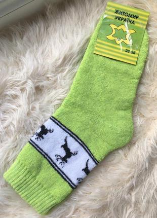 Шкарпетки носки жіночі теплі зимові зимні високі довгі з оленями однотонні салатові розмір 36 37 38 39