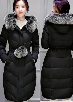 Куртка пуховик зимнее пальто с пампонами1 фото