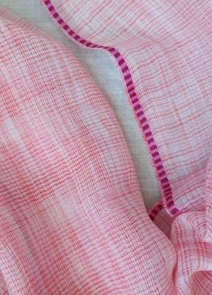 Широкий шарф палантин тонкая шерсть розовый в клетку orskov4 фото