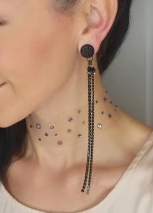 Довгі сережки кліпси ручної роботи