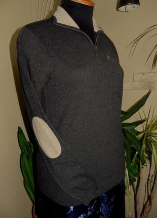 Мужской полушерстяной свитер с высоким воротником на застежке-змейке  темно-серый ostin1 фото