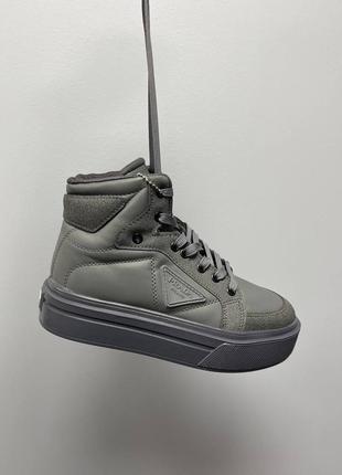 Ботінки prada re-nylon high grey3 фото